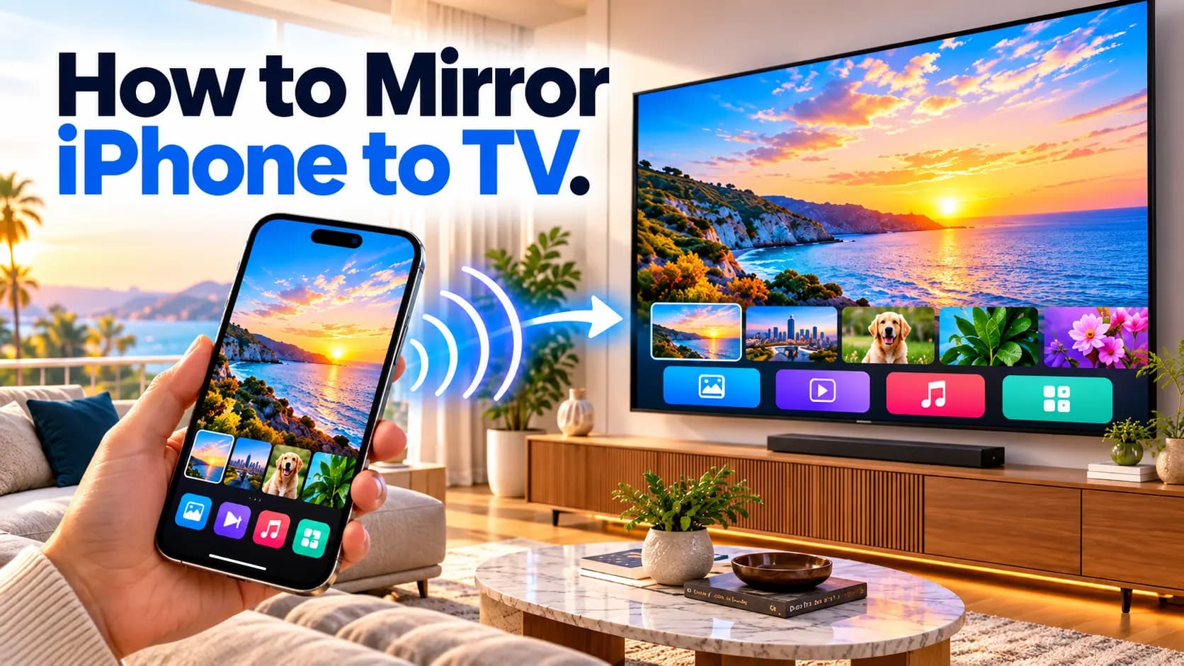 iPhone connected to a television